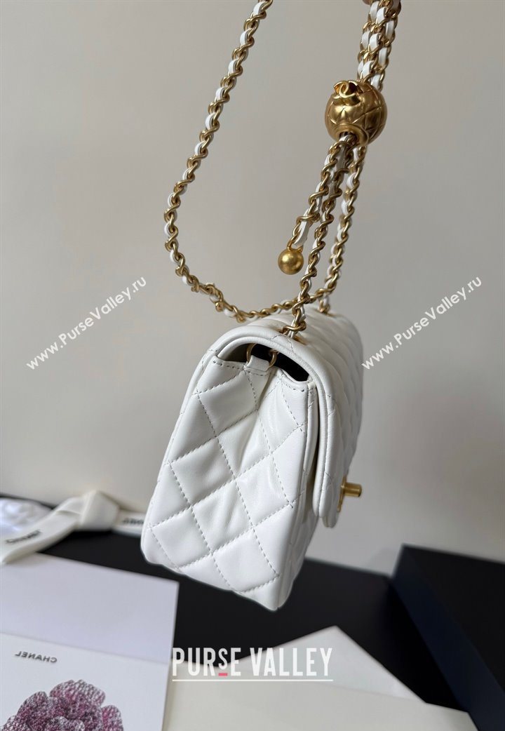 Chanel Lambskin Leather Mini Flap Bag with Metal Ball AS1786 White 2025 (YD-251013006)