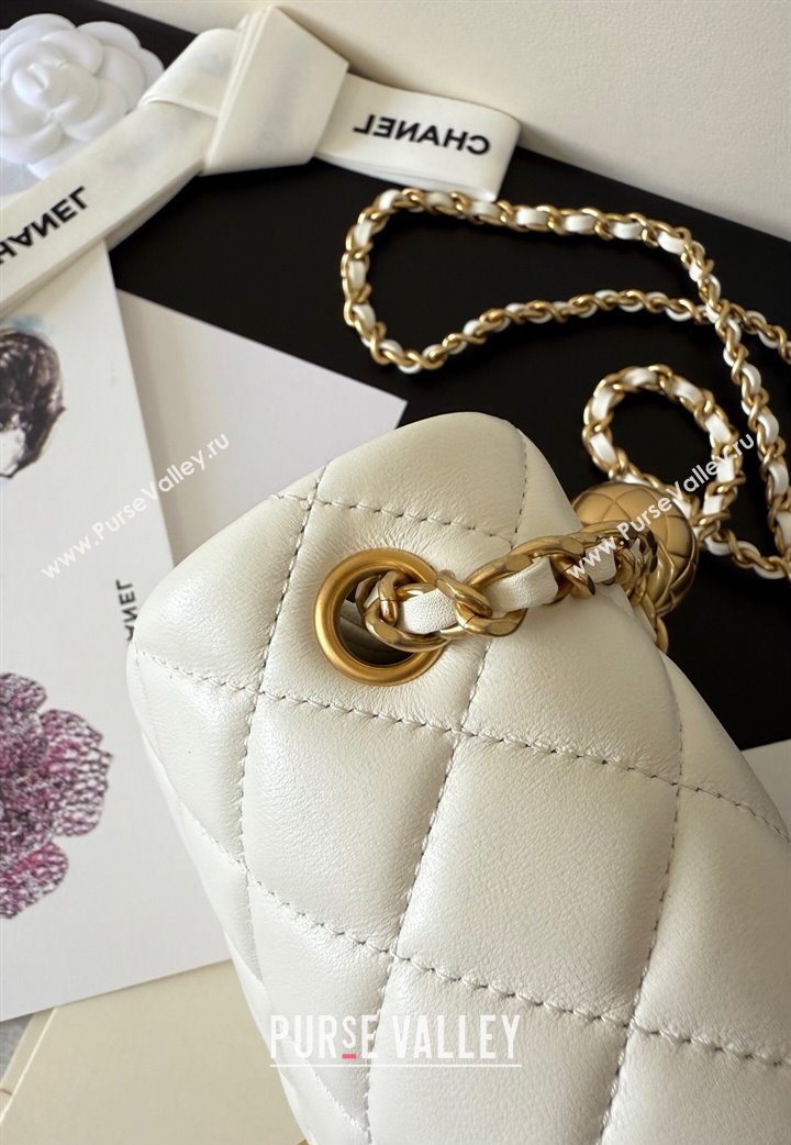 Chanel Lambskin Leather Mini Flap Bag with Metal Ball AS1786 White 2025 (YD-251013006)