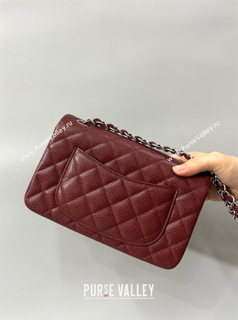 Chanel Grained Calfskin Classic Mini Flap Bag A01116 Burgundy/Silver 2025 1013 (YD-251013001)