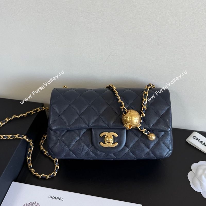 Chanel Lambskin Leather Small Flap Bag with Metal Ball AS1787 Dark Blue 2025  (YD-251013007)
