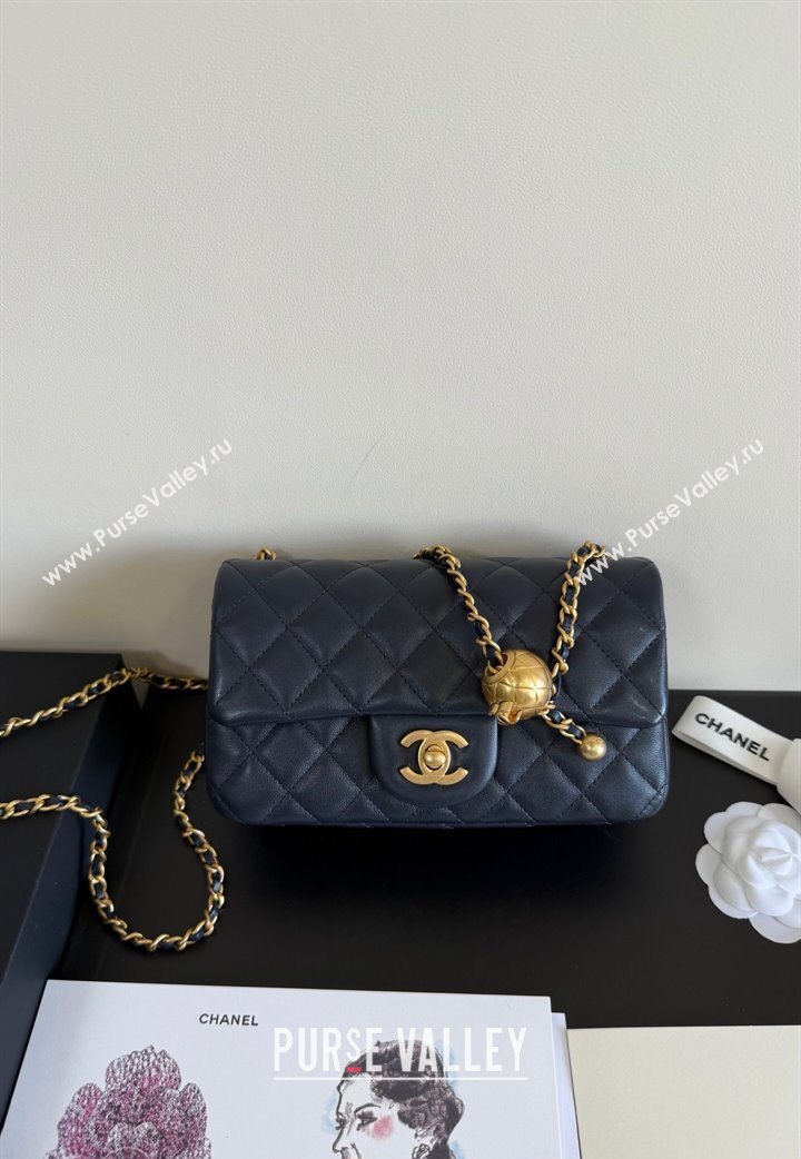 Chanel Lambskin Leather Small Flap Bag with Metal Ball AS1787 Dark Blue 2025  (YD-251013007)