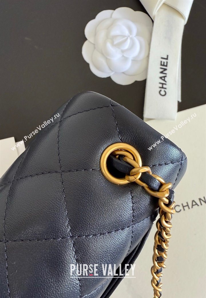 Chanel Lambskin Leather Small Flap Bag with Metal Ball AS1787 Dark Blue 2025  (YD-251013007)