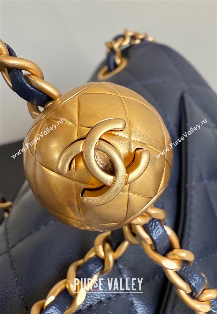 Chanel Lambskin Leather Small Flap Bag with Metal Ball AS1787 Dark Blue 2025  (YD-251013007)