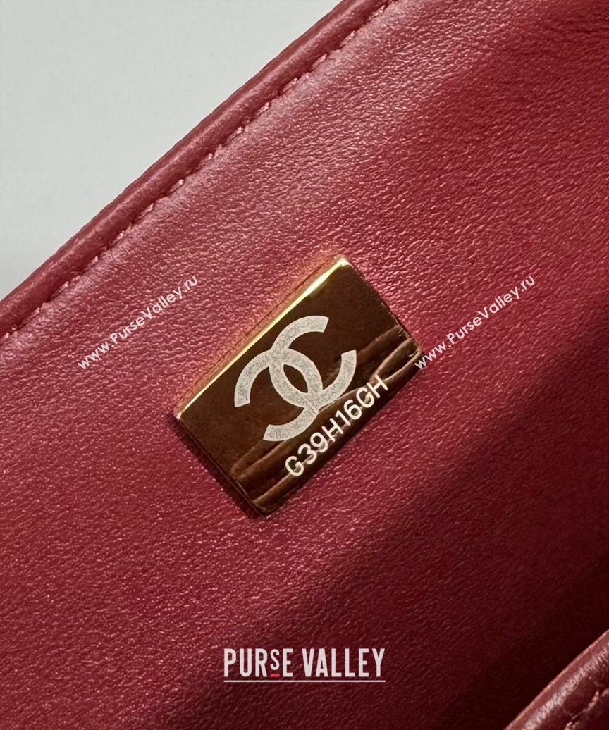 Chanel Grained Calfskin Classic Mini Flap Bag A01116 Burgundy/Silver 2025 1013 (YD-251013001)