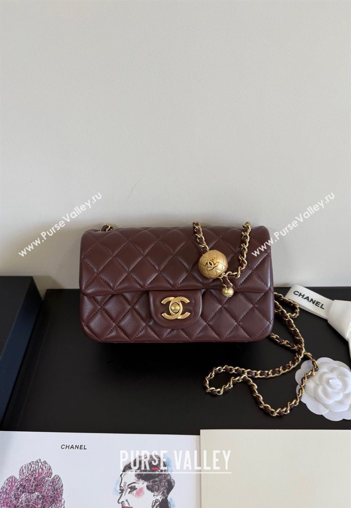 Chanel Lambskin Small Flap Bag with Metal Ball AS1787 Burgundy 2025 New Style (YD-251013010)