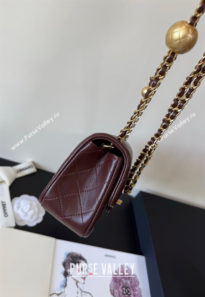 Chanel Lambskin Small Flap Bag with Metal Ball AS1787 Burgundy 2025 New Style (YD-251013010)