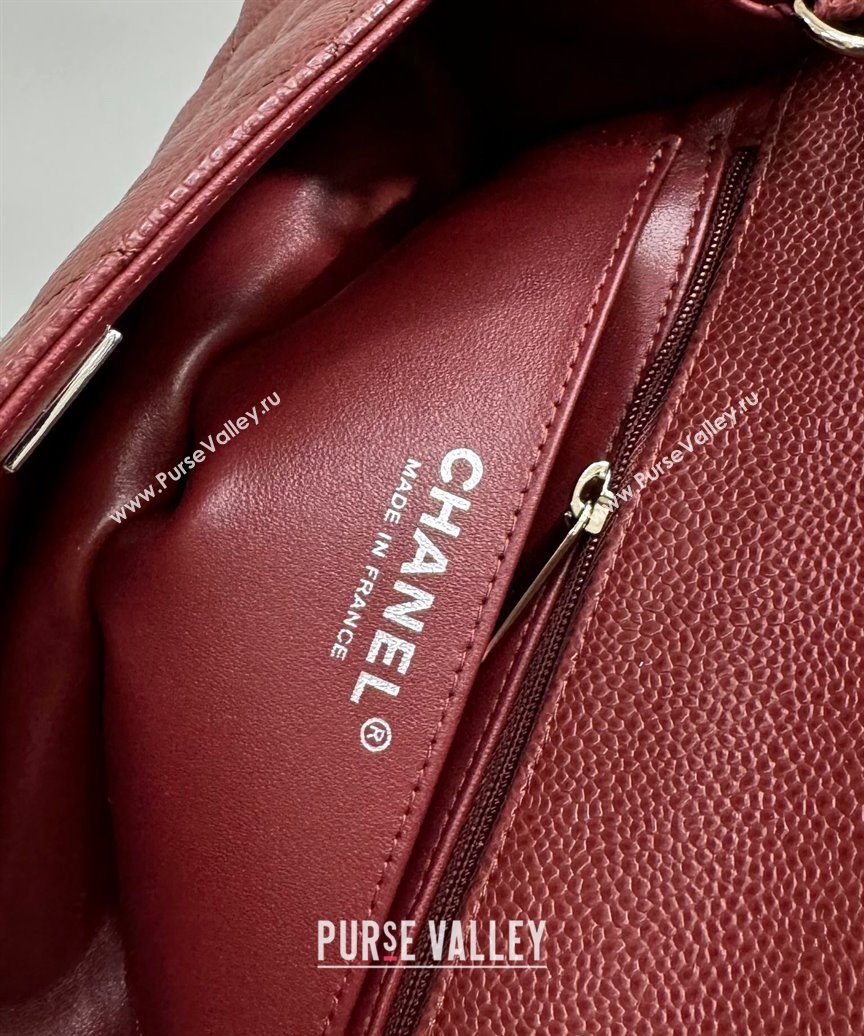 Chanel Grained Calfskin Classic Mini Flap Bag A01116 Burgundy/Silver 2025 1013 (YD-251013001)