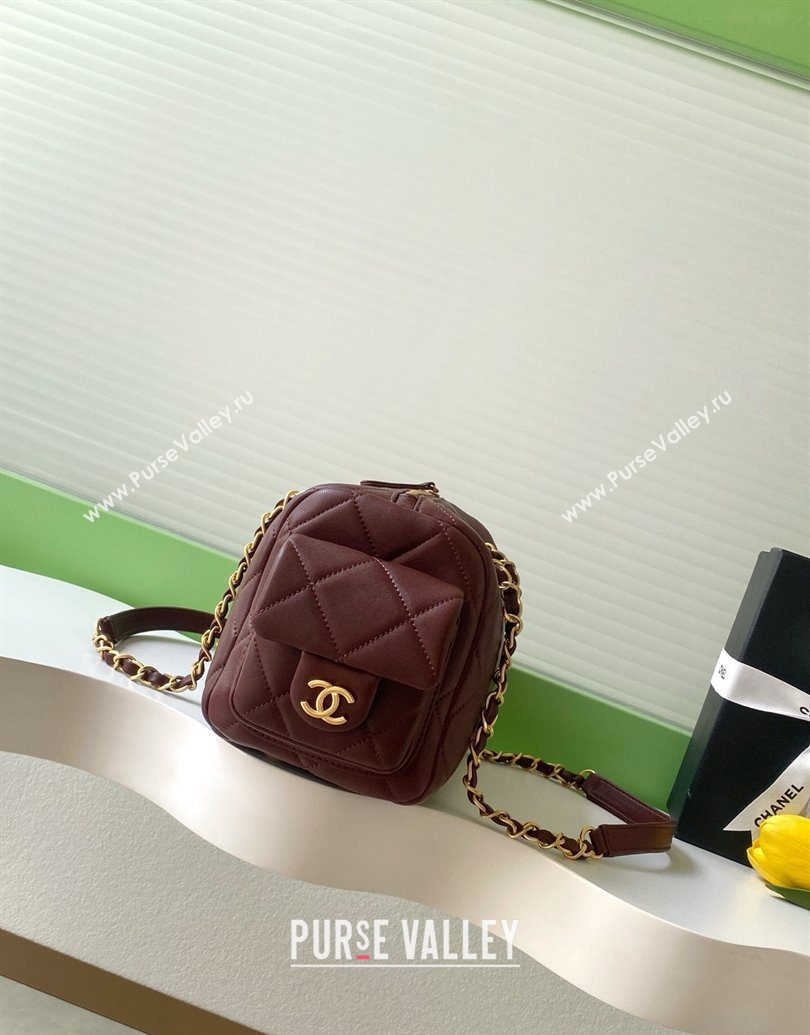 Chanel Lambskin Small Bowling Bag Burgundy 2025 AS5792 (yezi-251013028)
