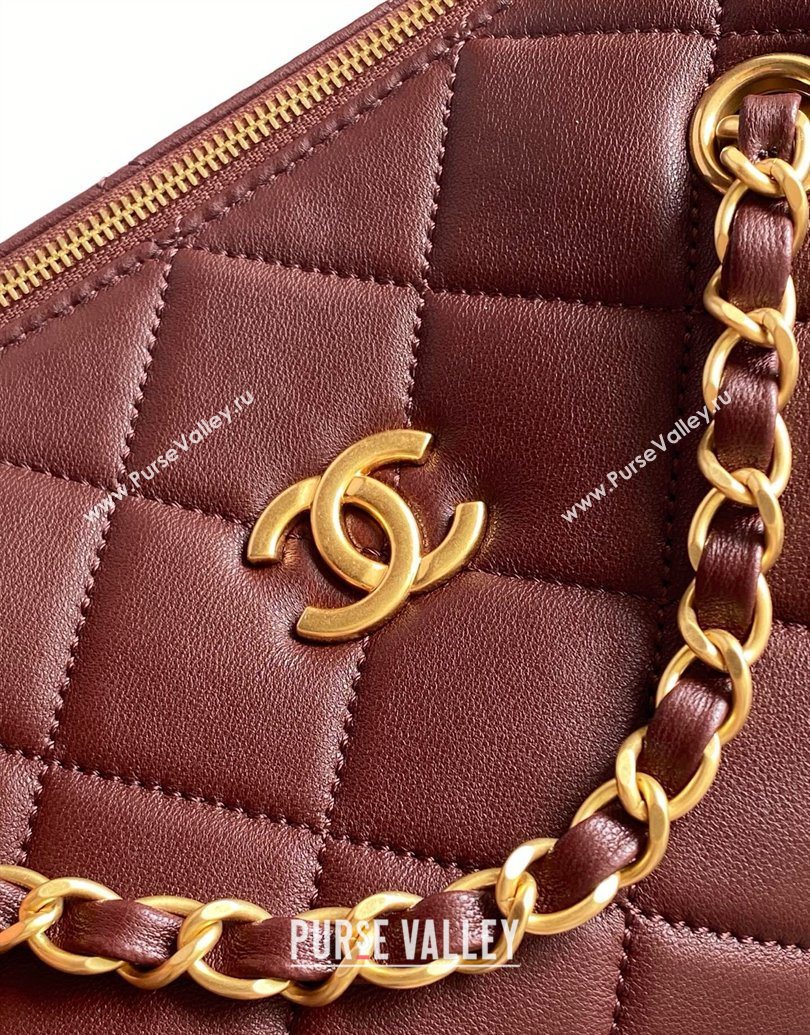 Chanel Lambskin Small Bowling Bag Burgundy 2025 AS5792 (yezi-251013028)