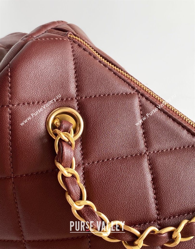 Chanel Lambskin Small Bowling Bag Burgundy 2025 AS5792 (yezi-251013028)
