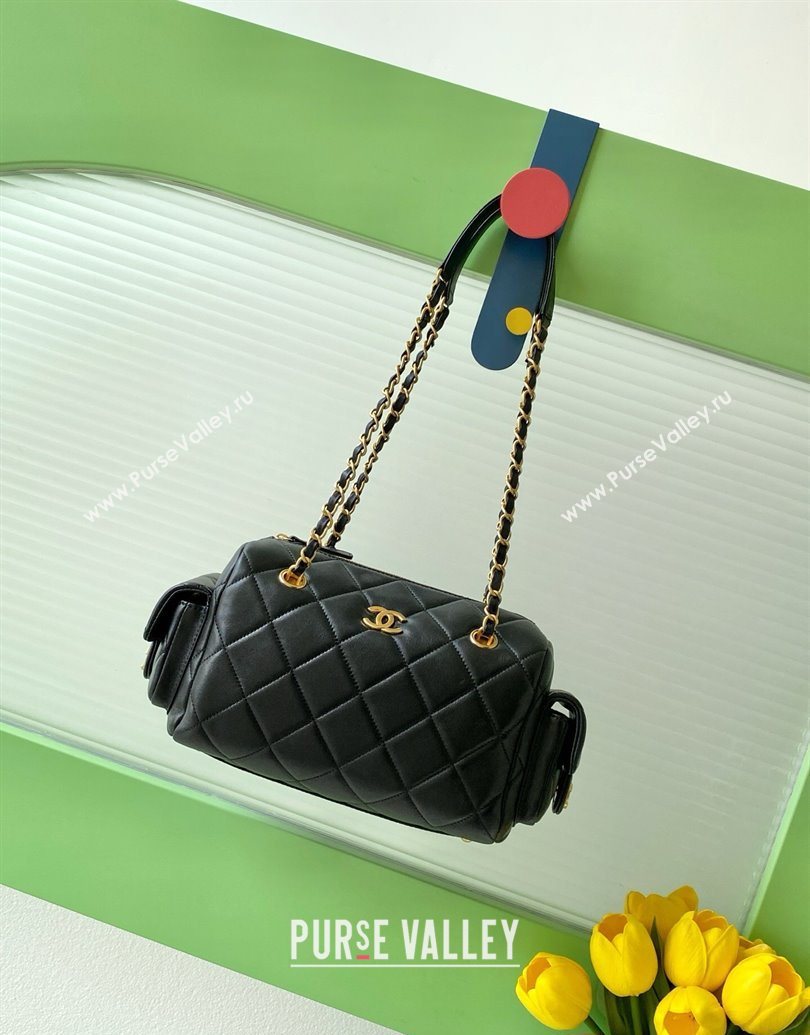 Chanel Lambskin Small Bowling Bag Black 2025 AS5792 (yezi-251013030)