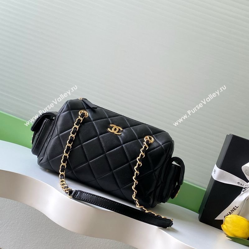 Chanel Lambskin Small Bowling Bag Black 2025 AS5792 (yezi-251013030)