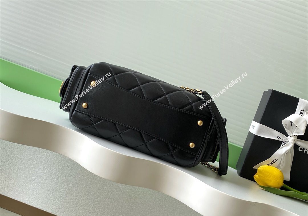 Chanel Lambskin Small Bowling Bag Black 2025 AS5792 (yezi-251013030)