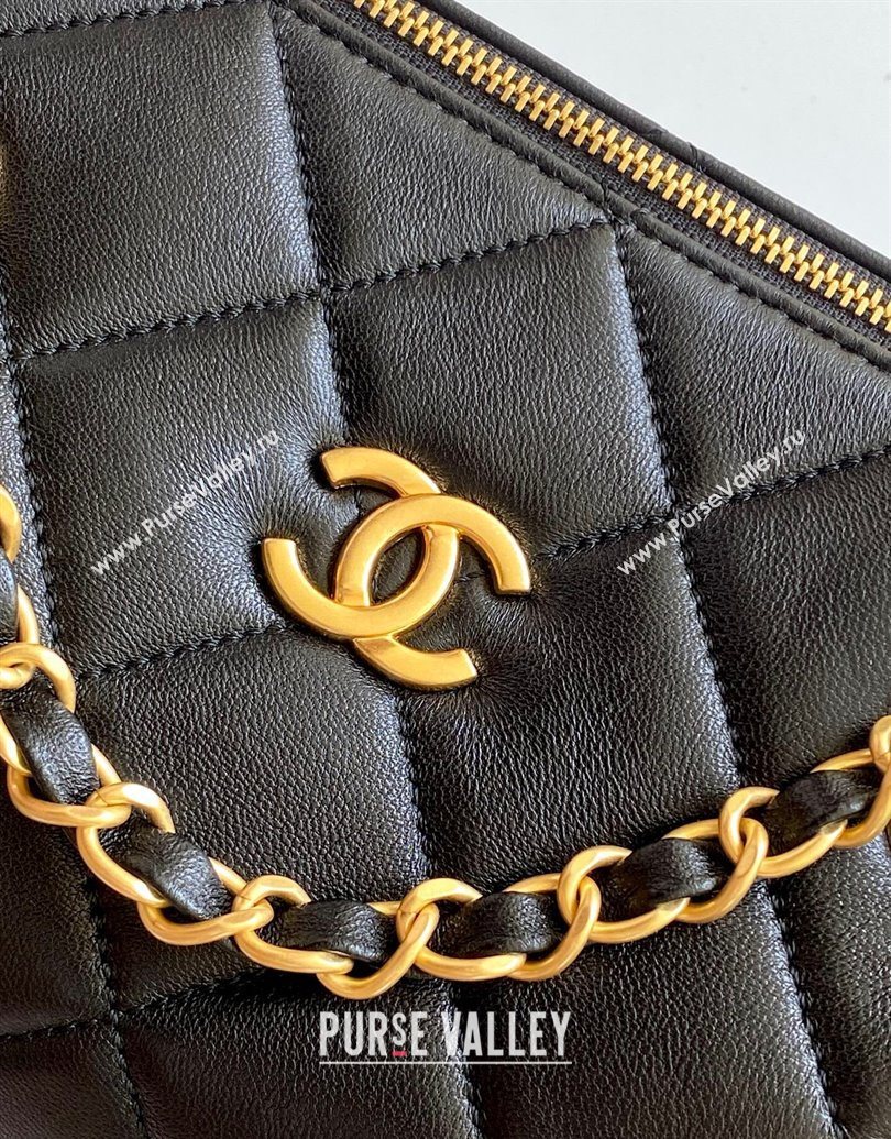 Chanel Lambskin Small Bowling Bag Black 2025 AS5792 (yezi-251013030)