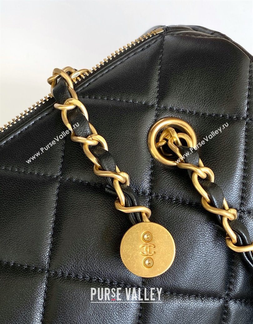 Chanel Lambskin Small Bowling Bag Black 2025 AS5792 (yezi-251013030)
