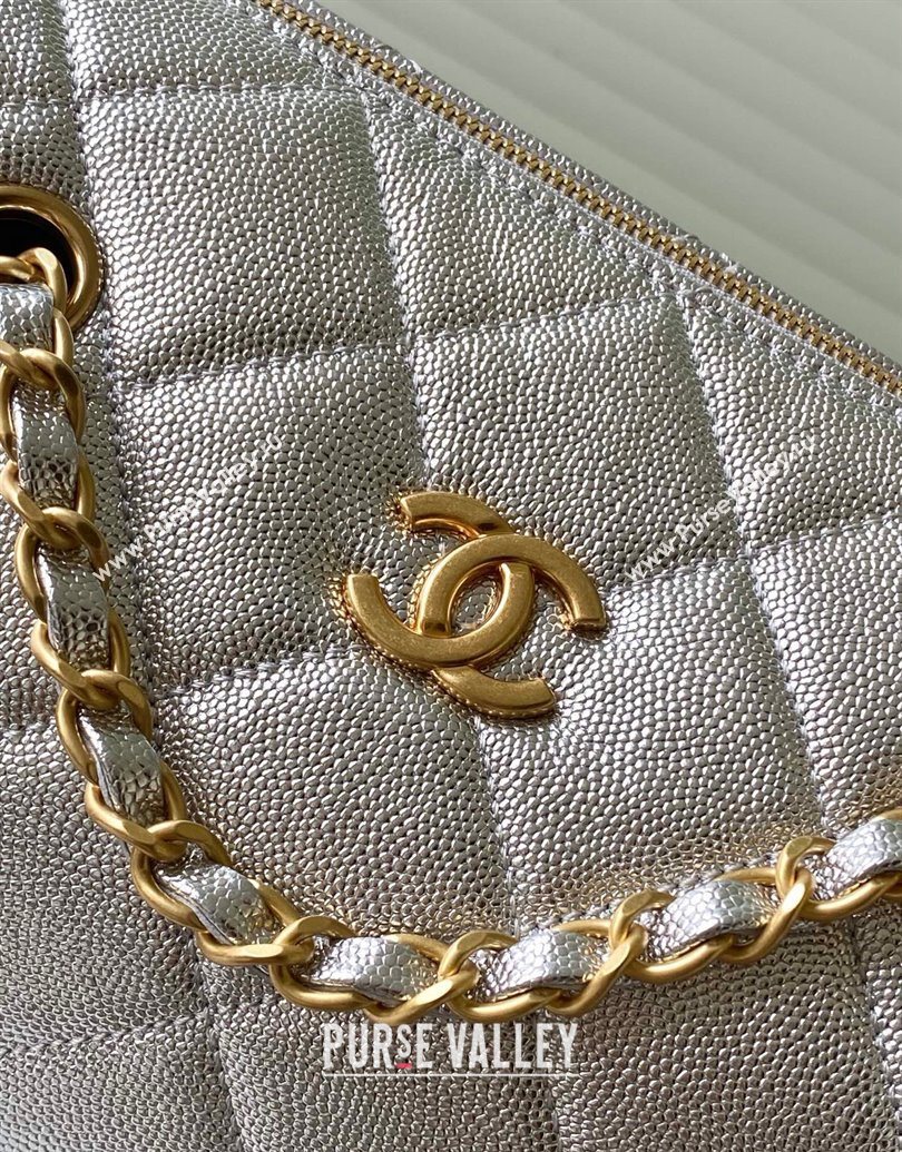 Chanel Grained Calfskin Small Bowling Bag Silver 2025 AS5792 (yezi-251013029)