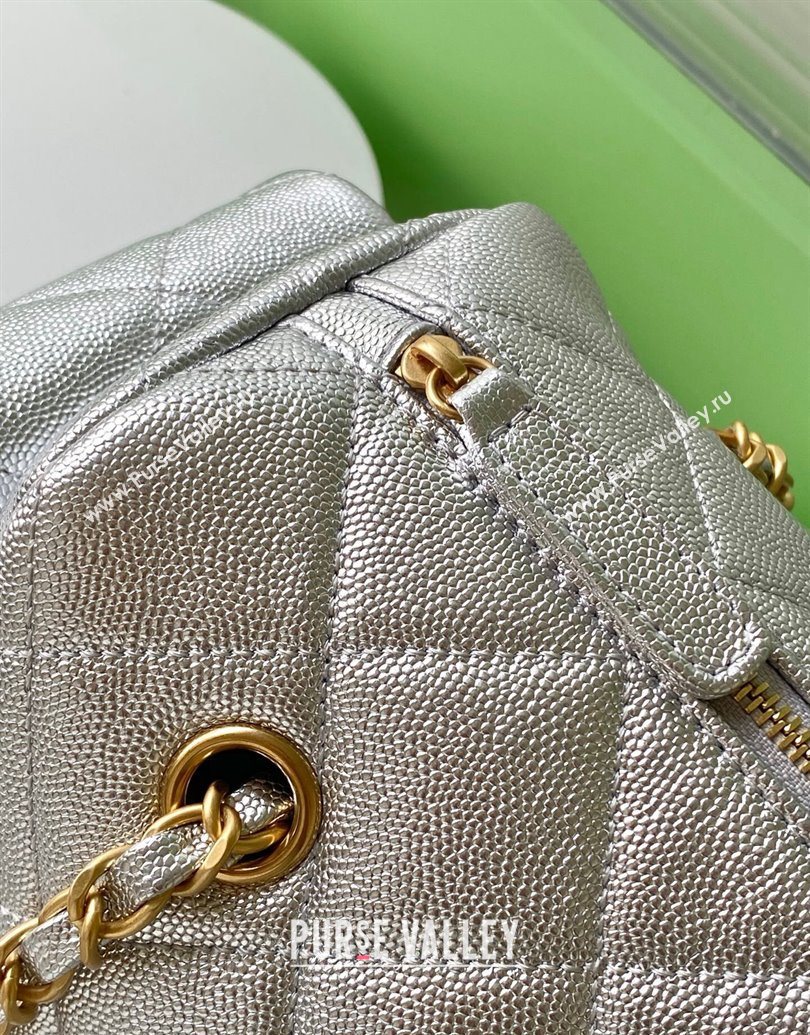 Chanel Grained Calfskin Small Bowling Bag Silver 2025 AS5792 (yezi-251013029)