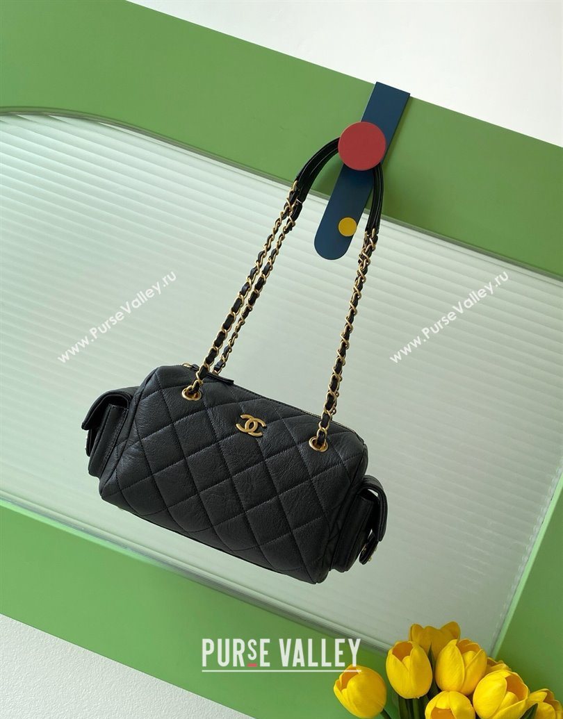 Chanel Grained Calfskin Small Bowling Bag Black 2025 AS5792 (yezi-251013031)