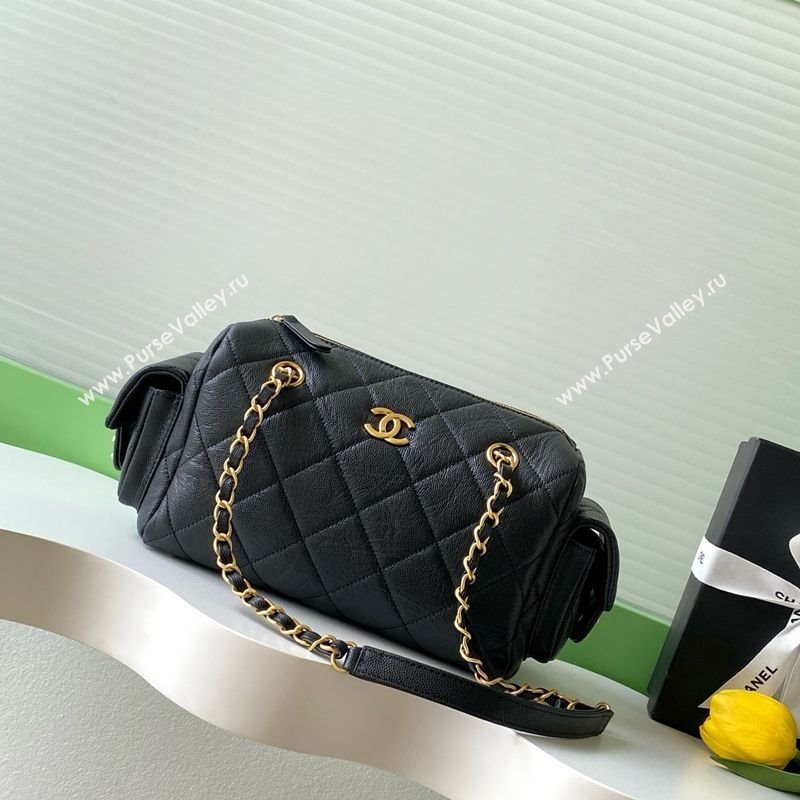 Chanel Grained Calfskin Small Bowling Bag Black 2025 AS5792 (yezi-251013031)