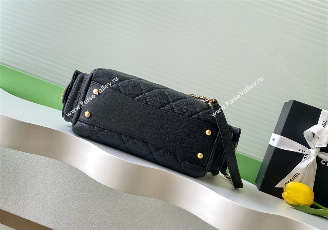 Chanel Grained Calfskin Small Bowling Bag Black 2025 AS5792 (yezi-251013031)