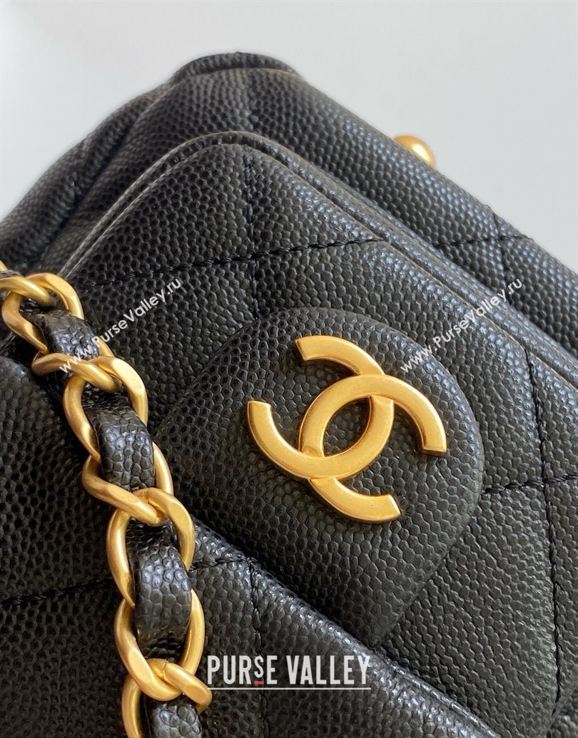 Chanel Grained Calfskin Small Bowling Bag Black 2025 AS5792 (yezi-251013031)