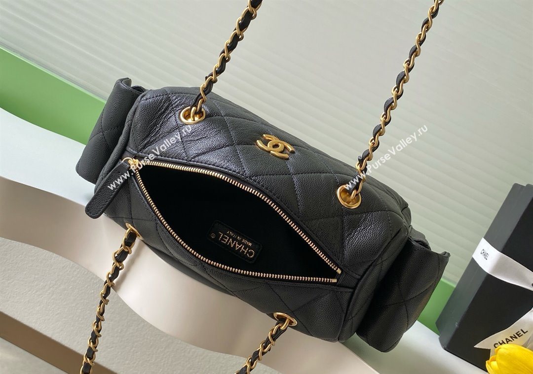 Chanel Grained Calfskin Small Bowling Bag Black 2025 AS5792 (yezi-251013031)