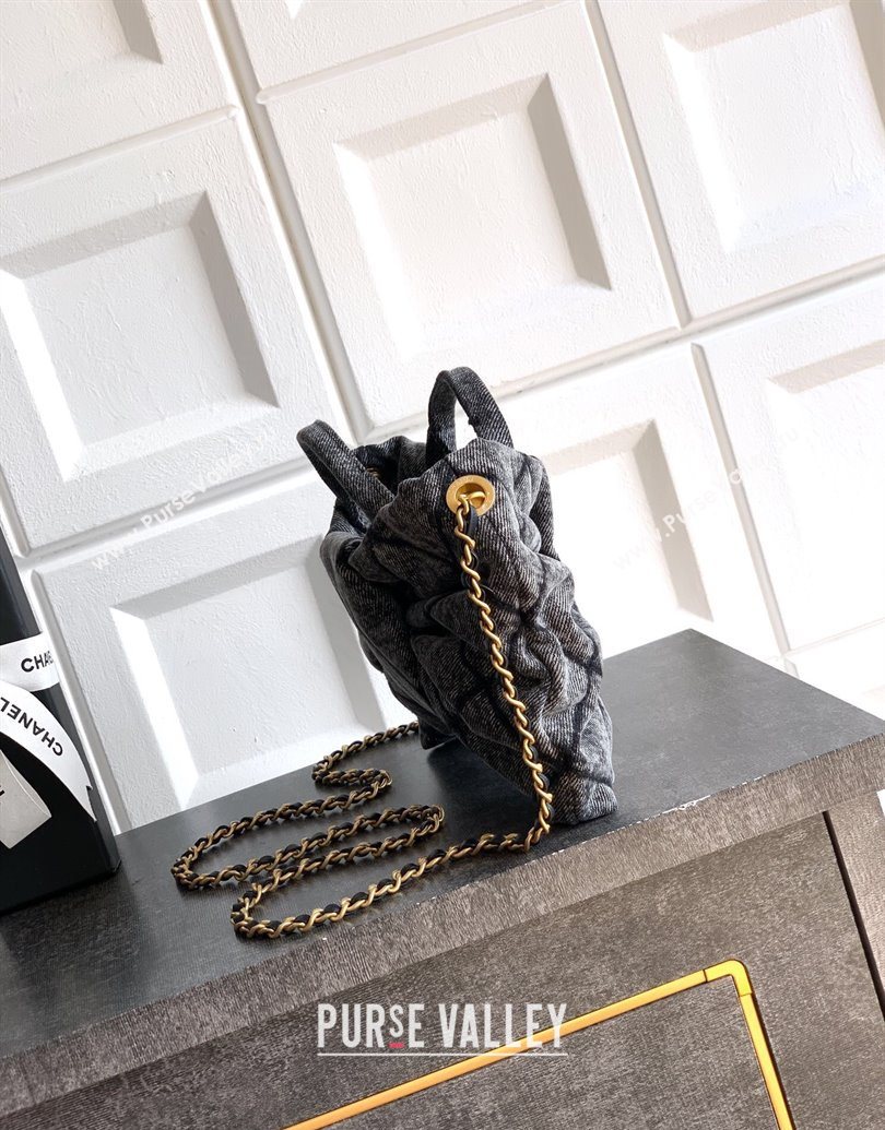 Chanel Quilted Denim Mini Bow Bag Grey 2025 AS5849 (yezi-251013026)