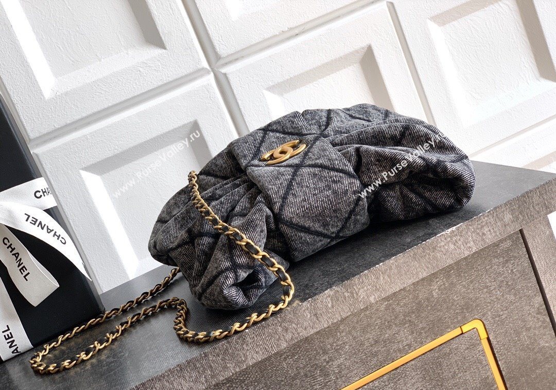 Chanel Quilted Denim Mini Bow Bag Grey 2025 AS5849 (yezi-251013026)