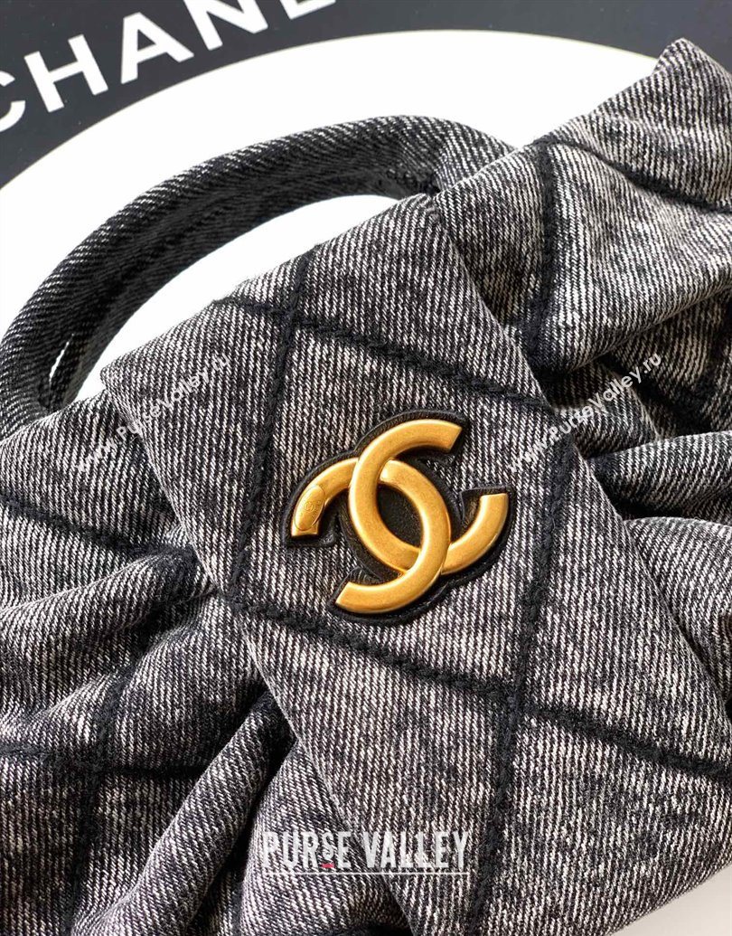 Chanel Quilted Denim Mini Bow Bag Grey 2025 AS5849 (yezi-251013026)