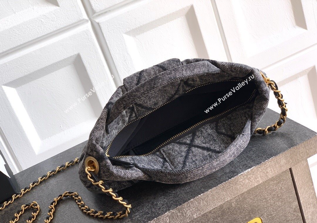 Chanel Quilted Denim Mini Bow Bag Grey 2025 AS5849 (yezi-251013026)