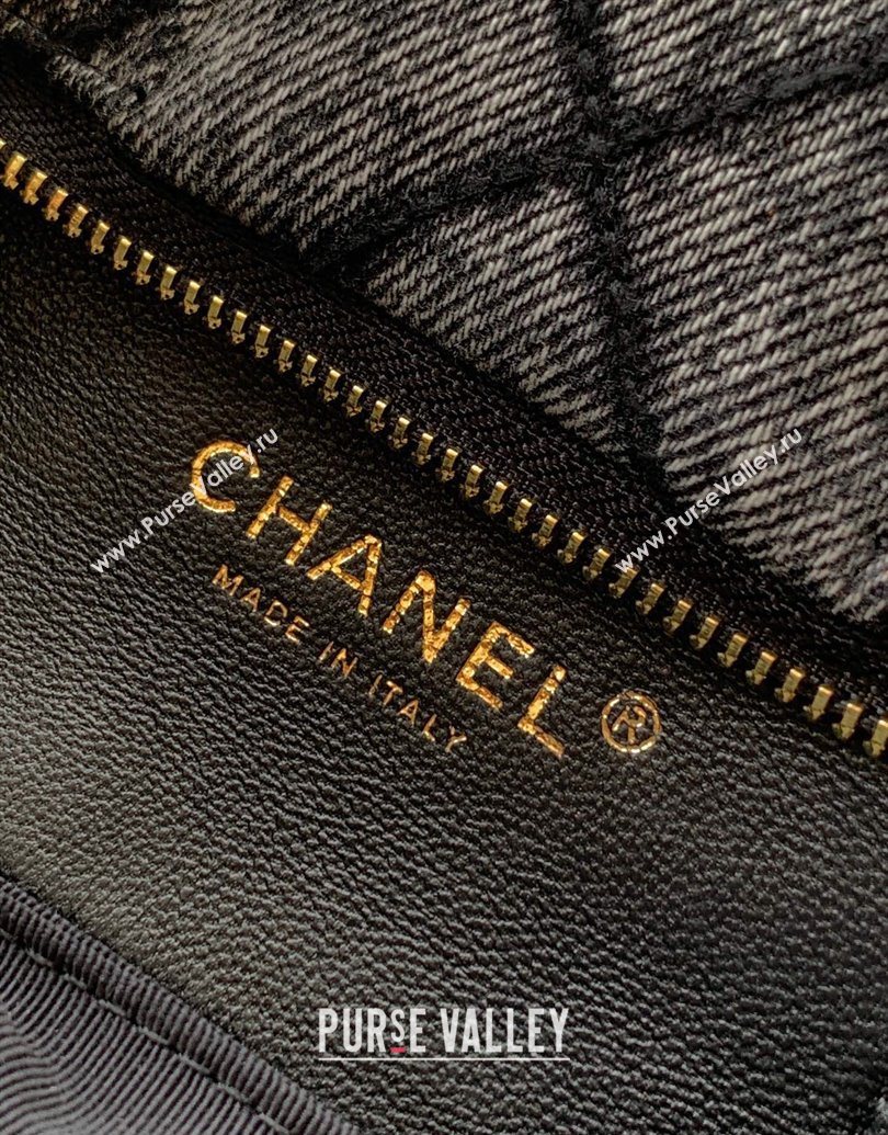 Chanel Quilted Denim Mini Bow Bag Grey 2025 AS5849 (yezi-251013026)