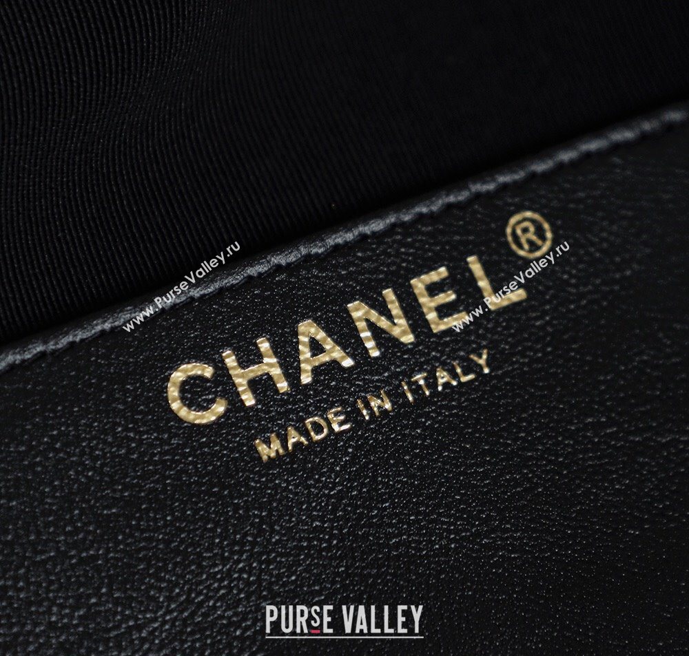 Chanel Quilted Calfskin 25 Small Handbag with Shearling Charm AS5293 Black/Gold 2025 (yezi-251011002)