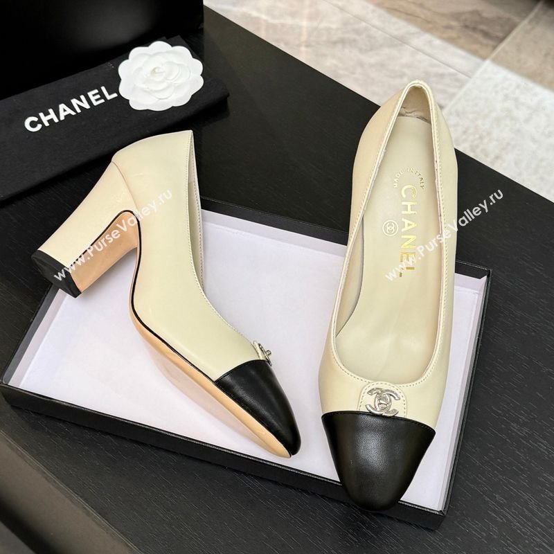 Chanel Lambskin Leather Pumps 9cm with CC Tag White 2025 G46441 2 (MD-251103016)