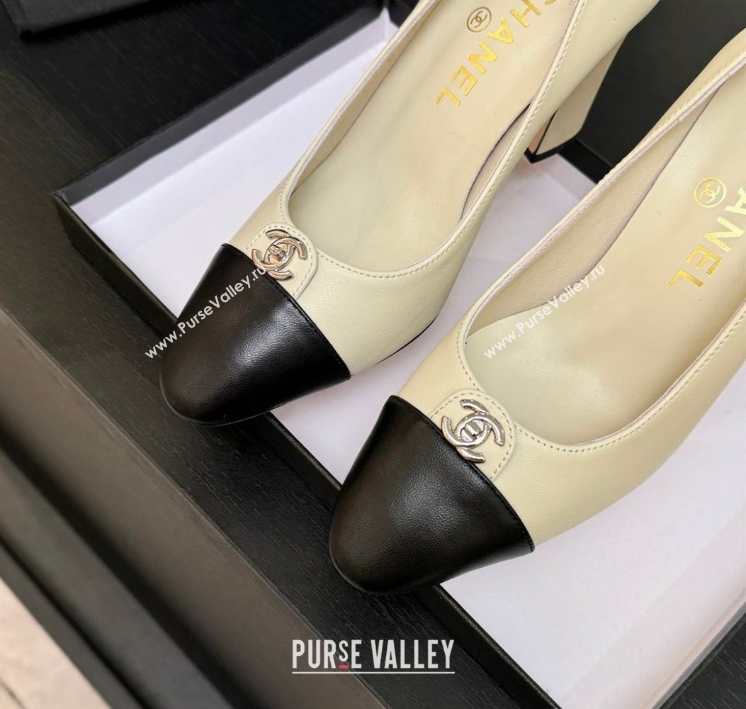 Chanel Lambskin Leather Pumps 9cm with CC Tag White 2025 G46441 2 (MD-251103016)