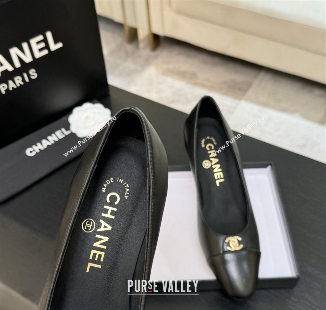 Chanel Lambskin Leather Pumps 6.5cm with CC Tag Black 2025 G46441 2 (MD-251103018)