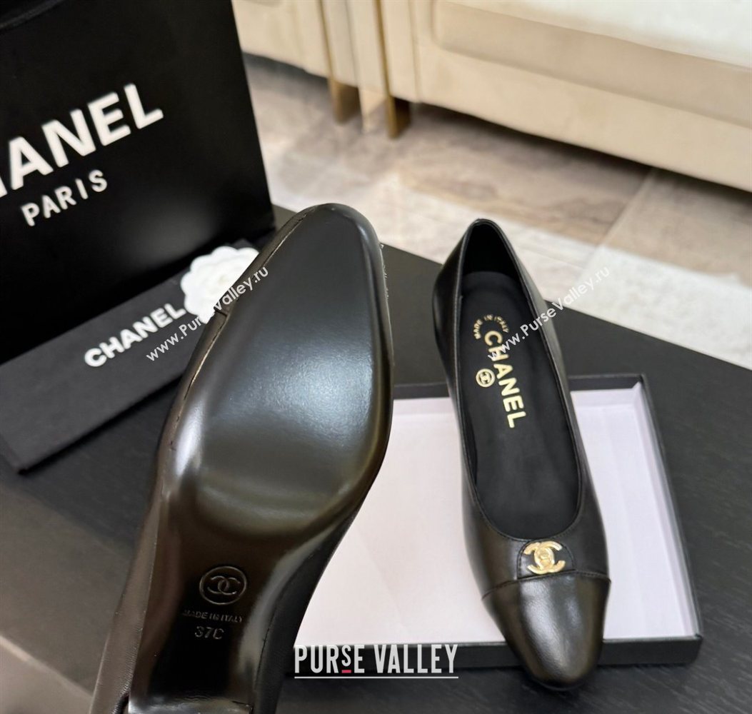 Chanel Lambskin Leather Pumps 6.5cm with CC Tag Black 2025 G46441 2 (MD-251103018)