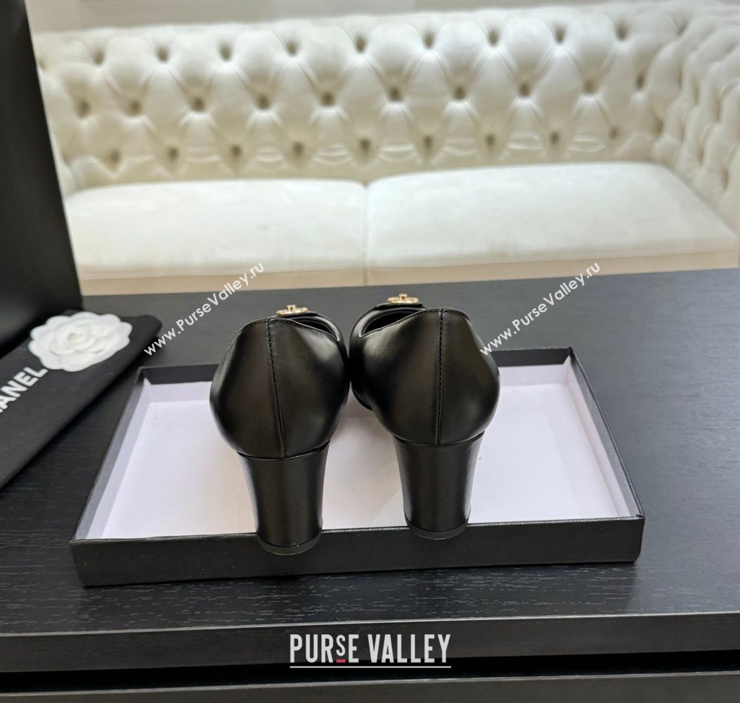 Chanel Lambskin Leather Pumps 6.5cm with CC Tag Black 2025 G46441 2 (MD-251103018)