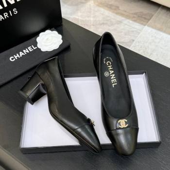 Chanel Lambskin Leather Pumps 6.5cm with CC Tag Black 2025 G46441 2 (MD-251103018)