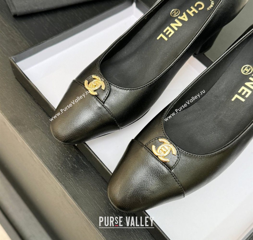 Chanel Lambskin Leather Pumps 6.5cm with CC Tag Black 2025 G46441 2 (MD-251103018)