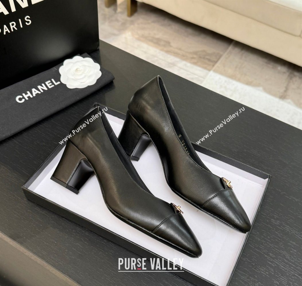 Chanel Lambskin Leather Pumps 6.5cm with CC Tag Black 2025 G46441 2 (MD-251103018)