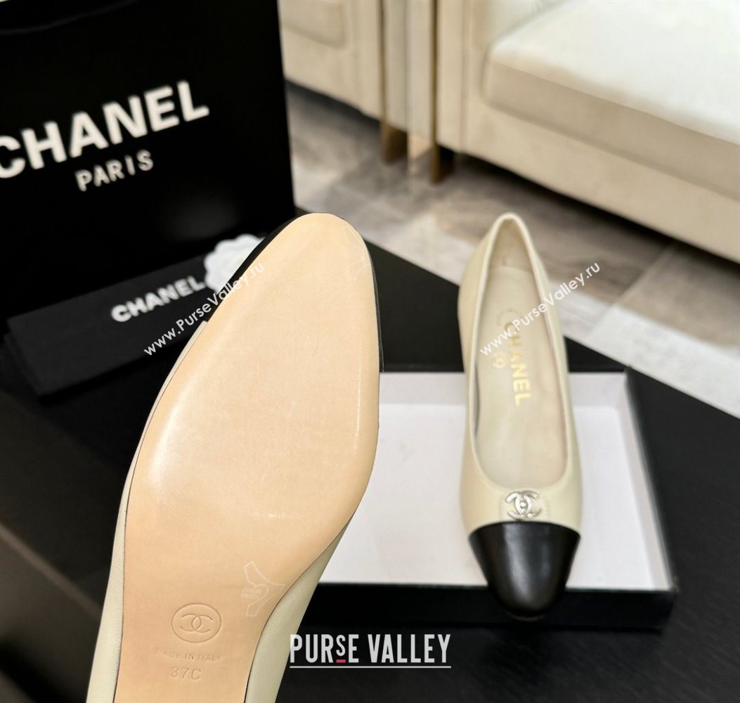 Chanel Lambskin Leather Pumps 6.5cm with CC Tag White 2025 G46441 2 (MD-251103019)