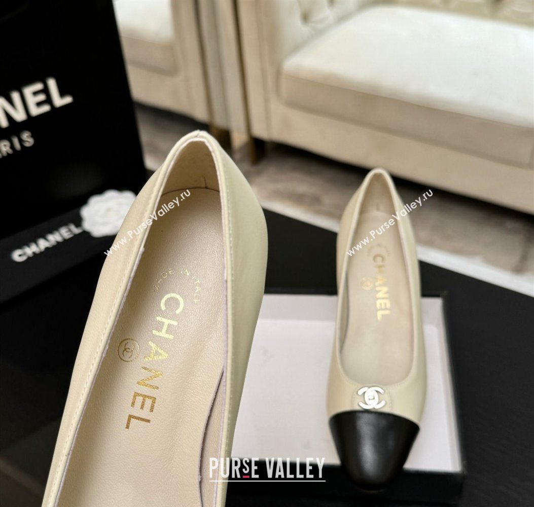 Chanel Lambskin Leather Pumps 6.5cm with CC Tag White 2025 G46441 2 (MD-251103019)