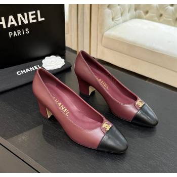 Chanel Lambskin Leather Pumps 6.5cm with CC Tag Burgundy 2025 G46441 2 (MD-251103020)