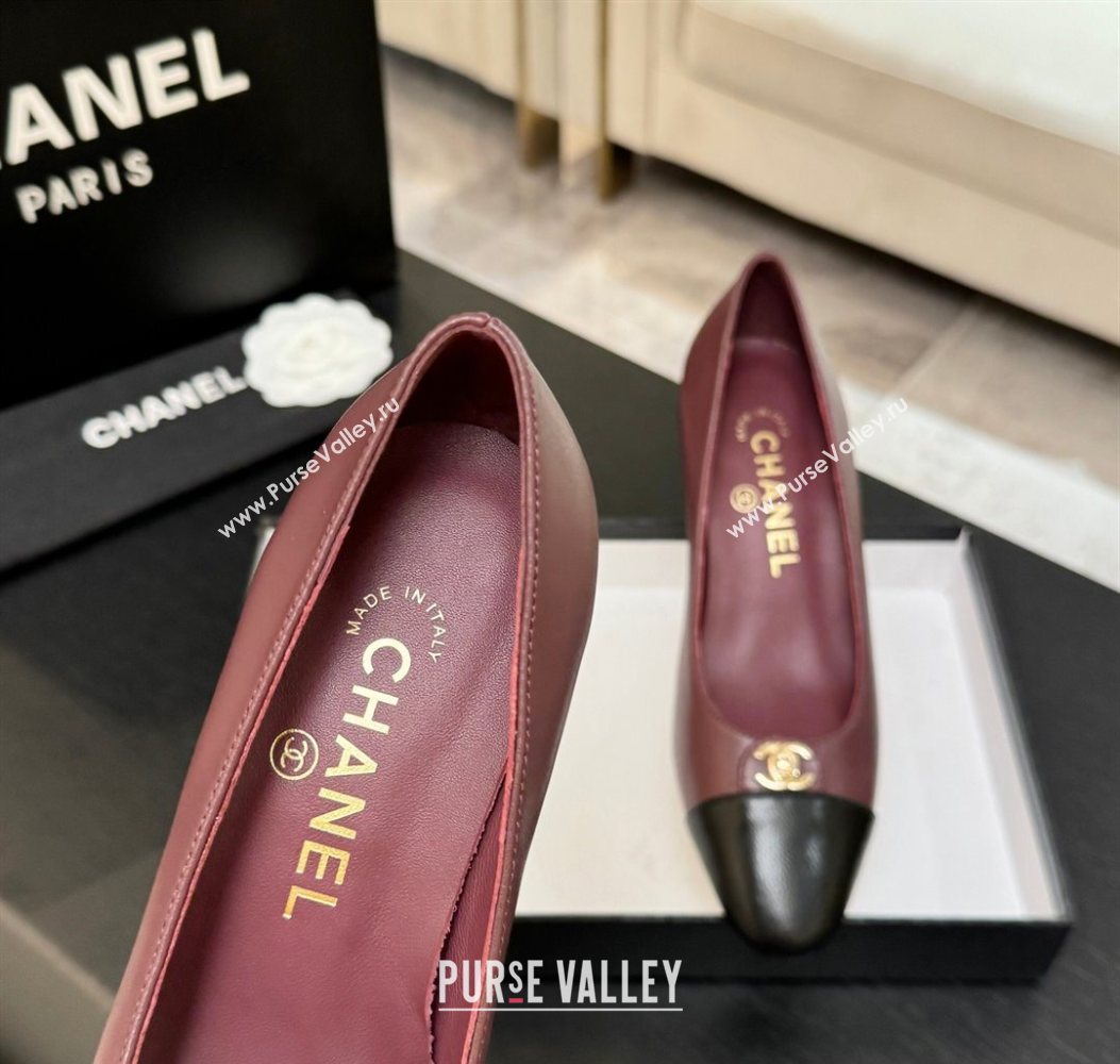 Chanel Lambskin Leather Pumps 6.5cm with CC Tag Burgundy 2025 G46441 2 (MD-251103020)
