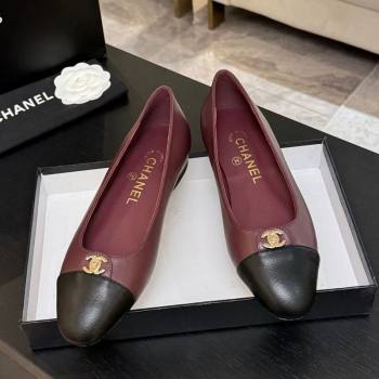 Chanel Lambskin Leather Ballets Flat with CC Tag Burgundy 2025 G46441 2 (MD-251103023)