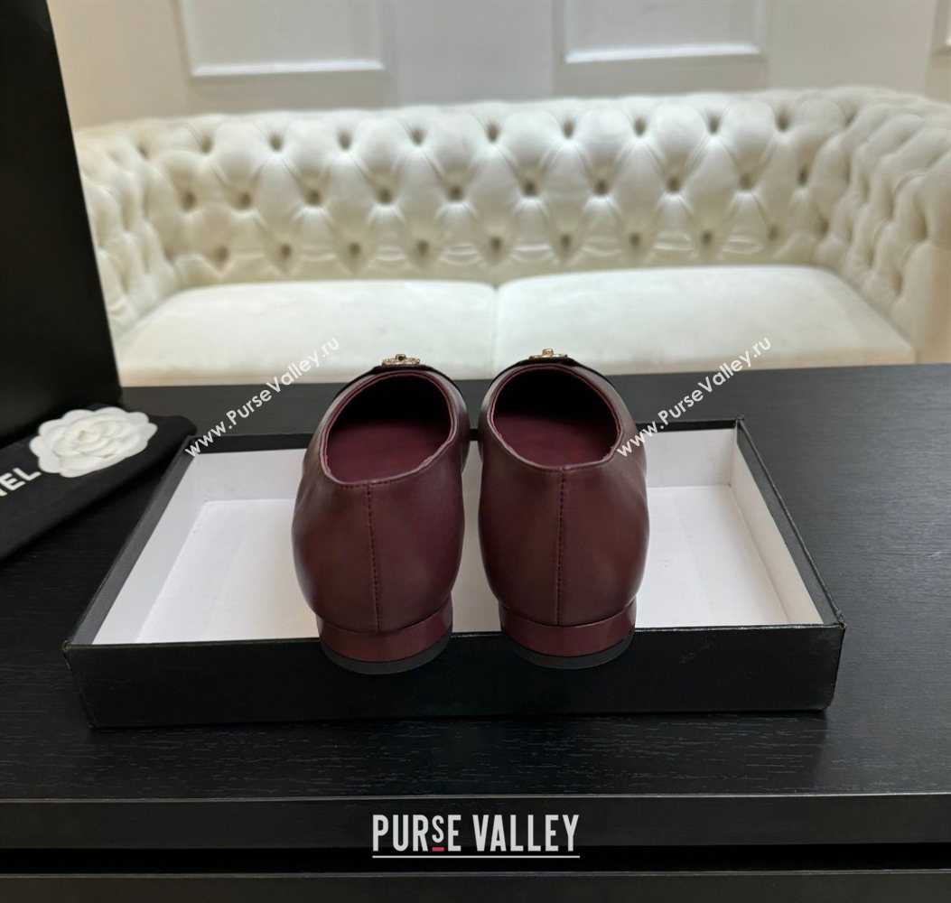 Chanel Lambskin Leather Ballets Flat with CC Tag Burgundy 2025 G46441 2 (MD-251103023)