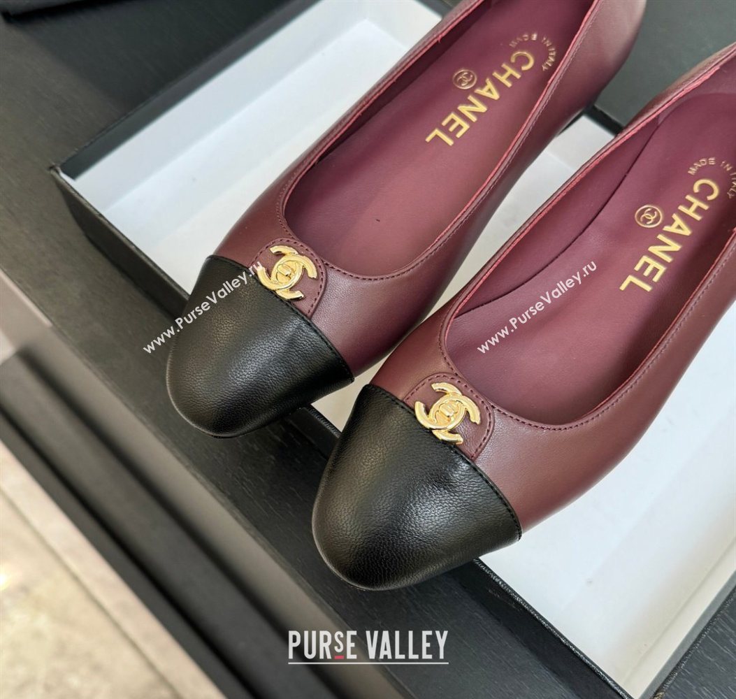 Chanel Lambskin Leather Ballets Flat with CC Tag Burgundy 2025 G46441 2 (MD-251103023)