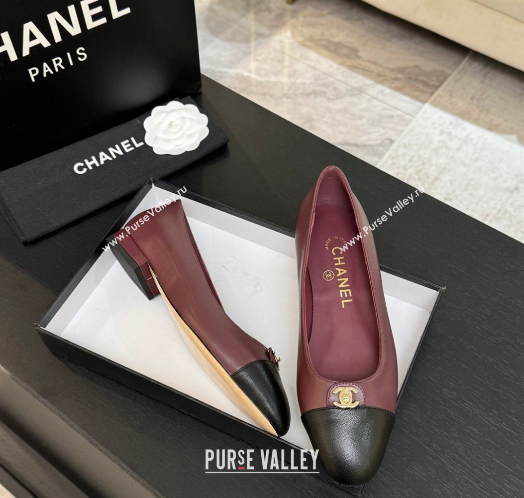 Chanel Lambskin Leather Ballets Flat with CC Tag Burgundy 2025 G46441 2 (MD-251103023)