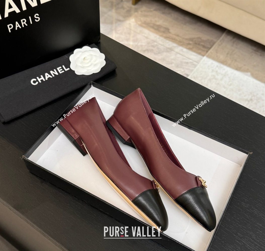 Chanel Lambskin Leather Ballets Flat with CC Tag Burgundy 2025 G46441 2 (MD-251103023)