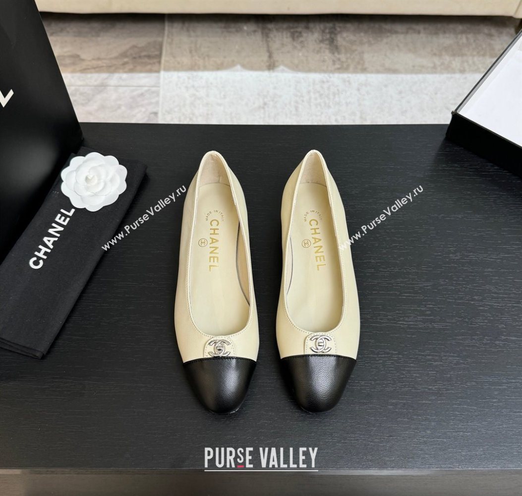 Chanel Lambskin Leather Ballets Flat with CC Tag White 2025 G46441 2 (MD-251103024)